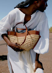 WOMEN'S SCULPTURED RAFFIA MINI SUMMER TOTE BAG