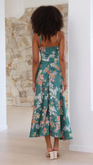 Dreamers Green Floral Midi Dress