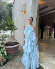Aje Maxi Dress - Silver Blue Layered Ruffles