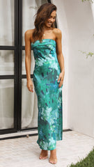 Miya Green Print Maxi Dress