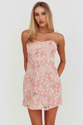 SEQUIN FLORAL MINI PARTY WEDDING GUEST DRESS