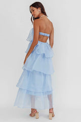 STRAPLESS TIERED MIDI PARTY OCCASION DRESS