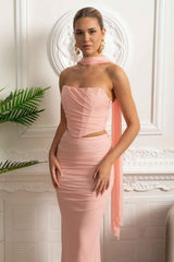 RUCHED ASYMMETRICAL MAXI EVENING DRESS