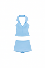 Gabby Soft Pink Crop Top and Mini Skirt Set
