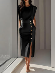 Sleeveless Button-Up Midi Summer Casual Dress