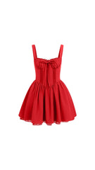 Zahra Red and White Lace-Trimmed Mini Dress