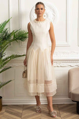 SLEEVELESS FITTED MIDI PARTY COCKTAIL DRESS