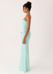 Adara Maxi Dress - Aqua Corset Strapless