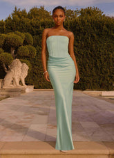 Adara Maxi Dress - Aqua Corset Strapless