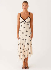 Amelia Maxi Dress - Nude Floral Embroidery