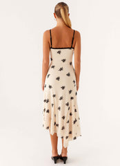 Amelia Maxi Dress - Nude Floral Embroidery