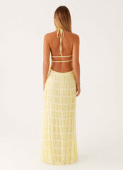 Aullie Maxi Dress - Yellow Lace Halter