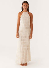 Aullie Maxi Dress - Ivory Lace Halter