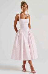 Élixir Square Neck Midi Dress
