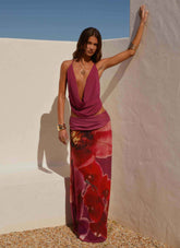 Blushing Bloom Maxi Skirt - Violette Ruched