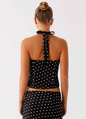 Breanne Midi Top - Black Polka Dot Corset