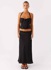 Breanne Midi Top - Black Polka Dot Corset