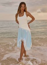 Brionee Midi Dress - Pale Blue Lace Trim