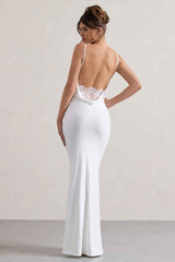 Francoise Maxi Dress - White Cowl Neck Lace