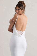 Francoise Maxi Dress - White Cowl Neck Lace