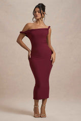 Salome Midi Dress - Berry Asymmetric Twisted Neckline