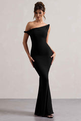Lita Maxi Dress - Black Twisted Asymmetric