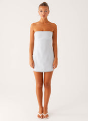 Cala Mini Dress - Blue Lace Strapless