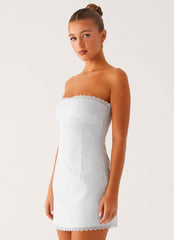 Cala Mini Dress - Blue Lace Strapless