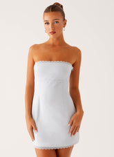 Cala Mini Dress - Blue Lace Strapless