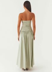 Carmel Maxi Dress - Sage Strapless Ruched