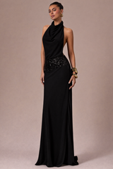 Adele Halter Backless Sequin Maxi Dress