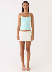 Chauncey Mini Halter Top - Aqua Stretch Jersey