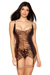 Velvet and Floral Mesh Chemise