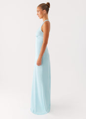 Desi Maxi Dress - Mint Satin Halterneck