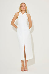 Sharp Collar Button Down Maxi Summer Dress - Blue