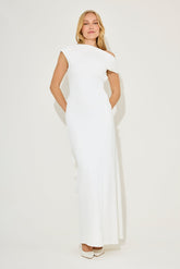 Odd Muse Draped Cowl Neck Maxi Evening Dress - White