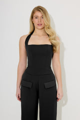 Classic Fitted Sleeveless Mini Evening Dress - Black