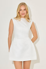 Muse Satin Ruched Mini Wedding Dress - White