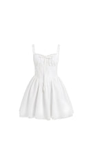 Zahra Red and White Lace-Trimmed Mini Dress
