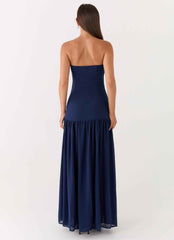 Eden Maxi Dress - Navy Strapless Chiffon