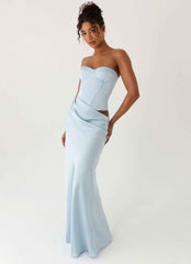 Emory Maxi Dress - Blue Corset Strapless