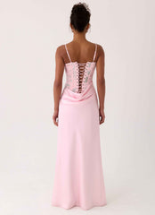 Euphoric Maxi Dress - Pink Beaded Corset