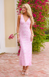 Farida Lace Backless Maxi Wedding Guest Dress - Pink