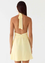 Guide You Mini Dress - Yellow Halter Neck