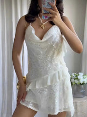 Women's Sleeveless Sequin Mini Summer Dress