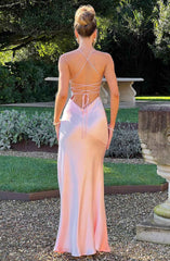 Women's Sleeveless Slit Silk Maxi Wedding Guest Dress