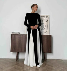 Women's Elegant Long-sleeve Pleated Maxi Dress