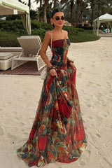 Women's Strapless Maxi Vacation Summer Dress