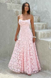 Women's Floral Sleeveless Maxi Wedding Guest Dress