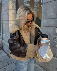 Women's Aviator Faux Leather Jacket